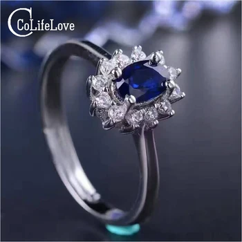 Printesa Kate inelul de nuntă 4 mm * 6 mm naturale albastru safir natural sapphire nunta inel masiv argint 925 inel cu safir