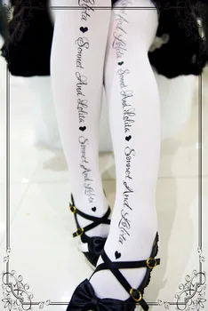 Printesa lolita dulce ciorapi Vintage negru si litere albe model Sonet engleză poezie Japoneză de imprimare chilot HWYH01