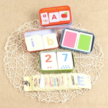 Puzzle jucarii Montessori engleză forma de învățare carte de educație timpurie asocierea joc pentru copii jucarii pentru copii cadou cutie de fier