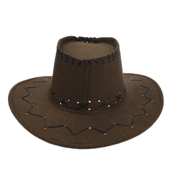 Pălării de Cowboy pentru Copii cu Domeniile Sombrero Mujer de Vest Americani Sombrero Vaquero Faux Suede Triple Siruri de caractere YY17164