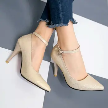 QPLYXCO Noua moda de Vânzare de Mari Dimensiuni mici 28-52 Femeie Sexy, Tocuri inalte, Pompe de Toc Subțire Pantofi Deget a Subliniat Petrecere Pantofii de Mireasa 377