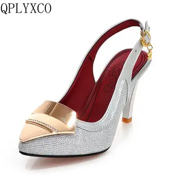 QPLYXCO Vânzare de moda Noua Mari Dimensiuni mici 31-48 Stil de Vara Sandale deget a Subliniat Doamna Toc Subțire de Mare Petrecere de nunta pompe de pantofi 230