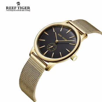 Recif de Tigru/RT Lux Ceasuri Vintage pentru Cuplu Aur Galben Ultra Subțire de Ceasuri pentru Barbati si Femei Ceasuri Quartz RGA820