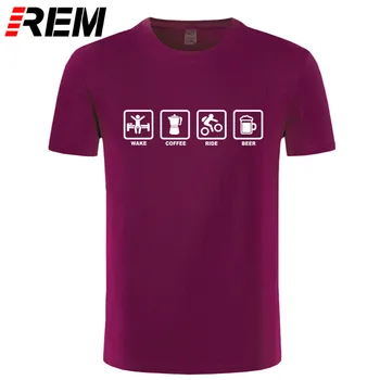 REM Brand de Îmbrăcăminte de Trezire Cafea Rider Bere Biciclete Amuzant Tricou Tricou Barbati din Bumbac cu Maneci Scurte T-shirt de Sus Camiseta