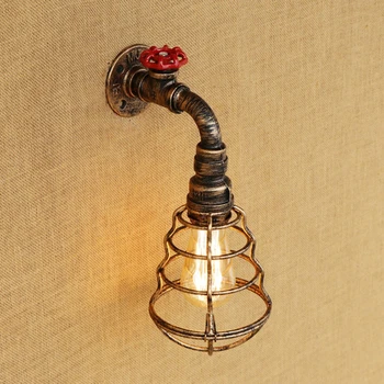 RETRO Fier lampă de perete de epocă conducta de Apă stil de metal, abajur pentru baie, dormitor, hol, restaurant, bar caffe E27 110v 240v