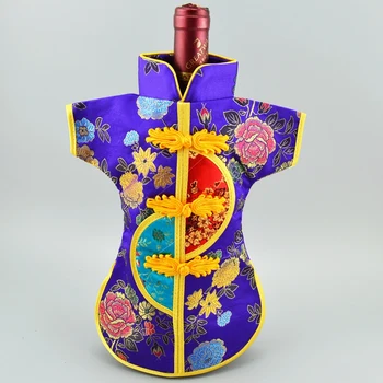 Reutilizabile Etnice din China Sticla de Vin Sac 750ml Capac de Praf Decoratiuni de Masă Brocart de Mătase Pungă Sticla de Vin de Ambalare 10buc/lot