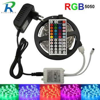 RGB LED Strip Waterproof Panglică RGB LED SMD5050 5M 10M Flexibile LED Dungi DC12V, RGB Banda LED Full Seturi de LED-uri Kit