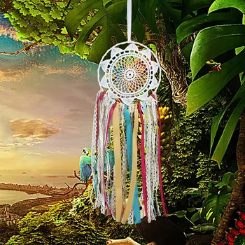 Ribbon Lace Dream Catcher Manual Wind Chimes Agățat De Perete Decor Ornament Masina Acasa Agățat Cercuri De Artizanat Dreamcatcher