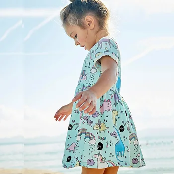 Rochie de vara Fata 2018 Brand Casual Copii Costum pentru Fete Rochii de Bumbac cu Maneci Scurte Baby Girl Haine Disfraz Infantil