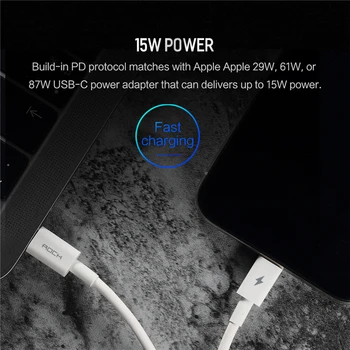 ROCK PD Tip C pentru Iluminat Cablu de Încărcare 15W pentru iPhone X 8 plus Macbook Taxa de Sincronizare USB C-C USB Încărcător