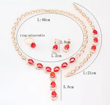 Romantic Seturi De Bijuterii Cristal Colier Picătură Cercei Bratara Inel Pentru Femei De Culoare De Aur Coliere De Mireasa Accesorii Bijoux