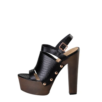 Roz Palmele doamnelor pantofi de vară de culoare neagră mare wedge metal decor tocuri curea glezna confortabil petrecere sandale