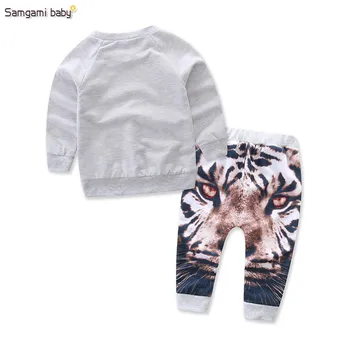 SAMGAMI BABY Animal Tigru de Imprimare Topuri cu Maneci Lungi+pantaloni 2018 nouă de Primăvară și de Toamnă Bumbac Trening Baieti Haine Copii Haine