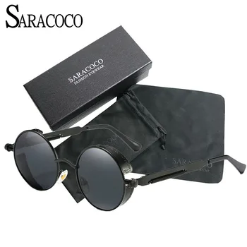 SARACOCO Vintage Rotund Steampunk ochelari de Soare pentru Femei Polarizati 2017 Designer de Brand Obiectiv Polaroid Oculos Del Sol R105