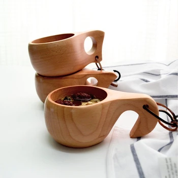 Scurtă Kuksa din Lemn lucrate Manual Cană de Artizanat din Lemn Decor Acasă Cadou din lemn natural de cereale Cești de ceai