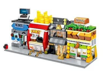 SEMBO Blocuri Mini Magazin Alimentar Modelul de Constructii din Plastic de Jucărie Mic Magazin Stradal Educative pentru Copii jucarii pentru Copii Cadouri brinquedo