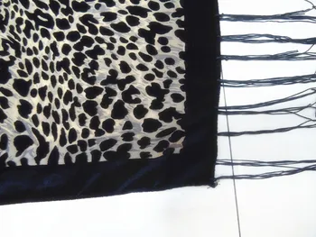 Sexy Negru Leopard De Imprimare De Catifea Eșarfe Femei Burnout Șal De Sex Feminin De Primăvară Iubitorii De Iarna Cadou Pentru Mama, Soția