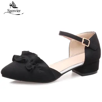 SGESVIER Brand de Pantofi pentru Femei de Moda Pompe Sweety Toc Gros Pantofi Cataramă din Partid Pantofi Femei cu Toc Stiletto Roz Negru OX201