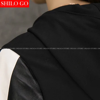 SHILO MERGE Fashion Street Femei Lungă cu Glugă cu fermoar liber Casual Seatshirts din Piele de oaie Autentic Doamnelor rochie Concis Hanorace