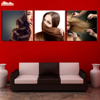 ShineHome-3pcs Panza Printuri Tablouri Modulare Salon de coafură de Frumusete Figura Coafura Postere Imagini Quadros Decor pe Perete