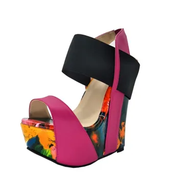 SHOFOO pantofi.Moda Elegant transport gratuit, multi combinație de culori de piele, 13 cm pene sandale femei, sandale. DIMENSIUNE:34-45