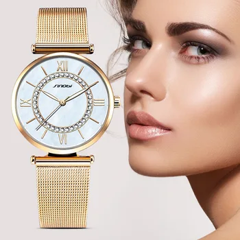 SINOBI de Aur de Moda pentru Femei Diamante Ceasuri de Lux de Top de Brand Doamnelor de la Geneva Cuarț Ceas Femei Brățară Ceas de mână 2017