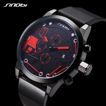 SINOBI Men Sport Cronograf Ceas Silicon rezistent la apa de Sus Brand de Lux Ceasuri Barbati Casual Moda Cuarț Relogio Masculino