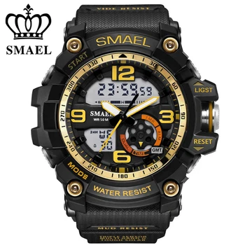 SMAEL Analog-Digital Ceas barbati sport Profesional rezistent la apa 50M Quartz cadran mare de ore militar ceasuri de mana 2018 moda