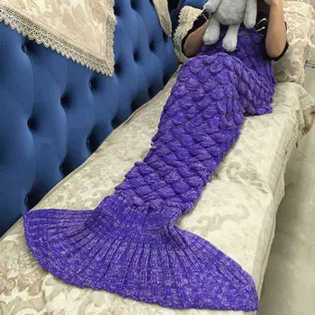 Spring Canapea Sirena Pătură De Lână De Tricotat Pește Stil Coada Pături Calde Copil De Dormit Copii Printesa Iubește Cadou