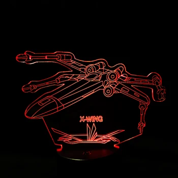 Star Wars! 3D X-Wing Fighter Lampa de Birou cu Laser Gravat Schimbare de Culoare Lumină de Noapte Patul pentru Copil dropshipping