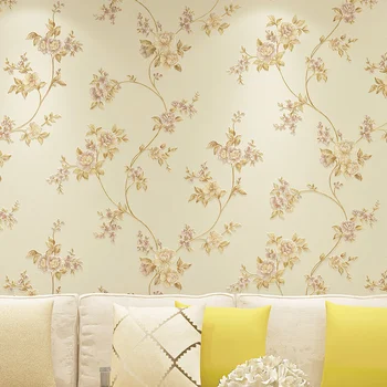 Stil chinezesc Nețesute Wallpaper 3D Floare Mare Dormitor, Cameră de zi cu TV Set Albastru Verde Roz Galben Bej Hârtie de Perete