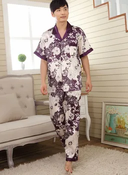 Stil de vara pentru femei seturi de pijama somn&lounge femei faux pijamale de mătase Chineză florale cuplu pijamale pijamas doamna pijamale
