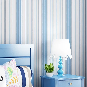 Stil mediteranean, Albastru, Roz Dungi Verticale Non-țesute Tapet Mural Băieți Fete Dormitor Camera Copiilor de Hârtie de Perete Decor