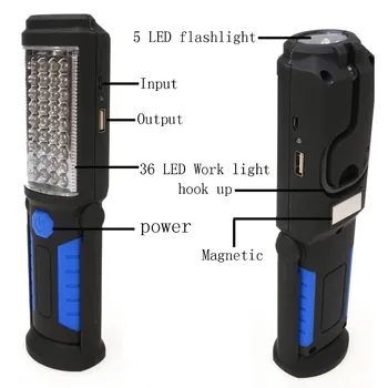 Super Bright LED-uri Lanterna Lumina de Lucru USB Reîncărcabilă Portabil în aer liber Camping Cort Lampă Magnetică Cârlig de Putere Mobil Pentru Telefon
