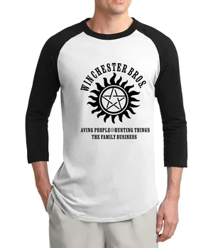 Supranaturale Winchester Bros 3/4 sleeve tricouri barbati 2017 vara din bumbac raglan bărbați t-shirt, o-neck top tees pentru fanii filmelor