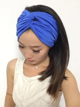 T17531 de moda bumbac culori noi solidă 12cm larg banda de păr banda de susținere poftă de mâncare Elastic Turban palaria pentru femei personalizate bentita