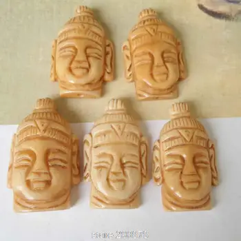 TBP134 Tibet Sculptate manual Bou Os Buddha Cap Amuleta Pandantiv Margele 5pcs mult Mai buna Oferta de Bijuterii Accesorii 35mm