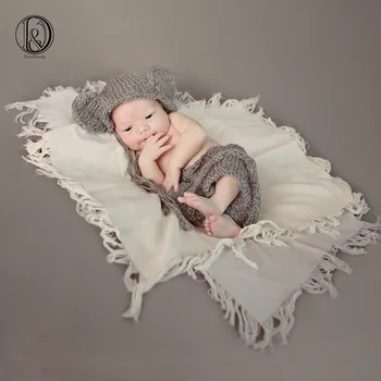 Tesatura de Bumbac moale Baby Patura cu Franjuri în jurul 75x50cm 2 buc/lot Nou-născut recuzită fotografie Copil de Dus cadou