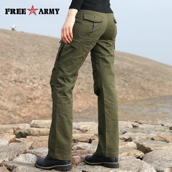 Toamna Brand pentru Femei Pantaloni Verde de Armata Buzunare Pantaloni Casual Dreaptă Femei Pantaloni Femei Pantaloni Plus Dimensiune Îmbrăcăminte pentru Femei