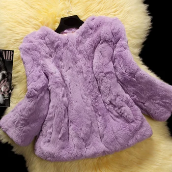 Toamna iarna 2017 maneca trei sferturi slim scurt naturala de iepure rex haină de blană, îmbrăcăminte exterioară pentru femei jacheta de blana de iepure transport gratuit