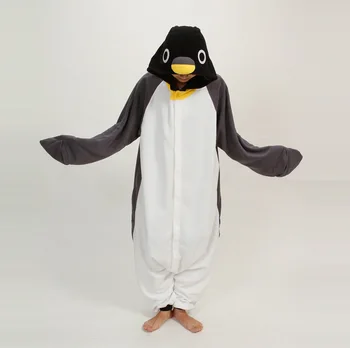 Toamna Iarna Drăguț Animale Desene Animate Gri Negru Pinguin Set De Pijama Pentru Adulti Unisex Maneca Lunga Costumașul Homewear Cosplay