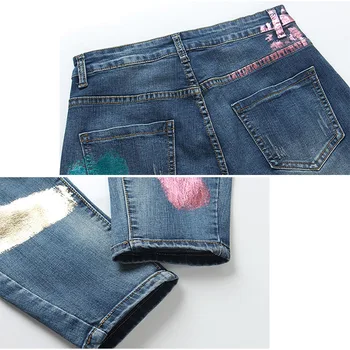 Toamna Primavara coreean Talie Mare Libertate Harem Pantaloni Vintage Denim Jeans Floral Print de Mari Dimensiuni Pictate Model Jean XS, XXXL 6XL 7XL