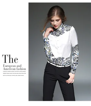 Toamna și Iarna 2017 New Sosire Moda Europa și America Imprimate Bluza Femei cu Maneci Lungi Subțire Elegant Bluza 851C 30