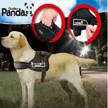 Top Câine Mare Ham cu Vesta de Aur Panda K8 Blocare de Siguranță Ham de Mers pe jos Afară Guler Îngroșa Lesa pentru Samoyed Golden Retriever