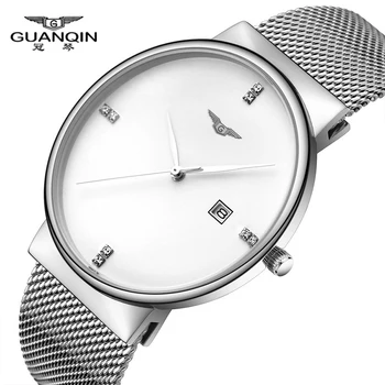 Topuri GUANQIN Ceas Barbati Brand de Lux Business Casual plin de Oțel Cuarț Ceas pentru Bărbați Moda Ceas de mână rezistent la apă Montre Homme