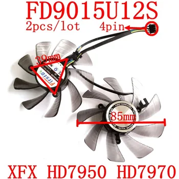 Transport gratuit 2 buc/lot nou Gri fan blade FD9015U12S DC12V 0.55 O pentru XFX HD7950 HD7970 graphics card de fan