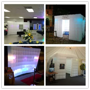 Transport gratuit 7bulbs 2 buc 9.8 ft gonflabile photobooth fundal și perete pentru decor nunta
