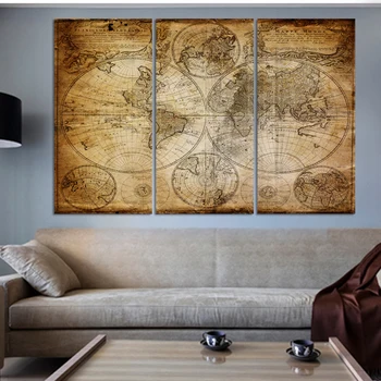 Transport gratuit antice decorative pictura murală hartă a lumii fara rama abstracte pictura in ulei pe panza cu ridicata decor acasă