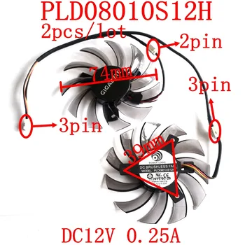 Transport gratuit PLD08010S12H 2 buc/lot 74mm DC12V 0.25 O 39x39x39mm pentru GIGABYTE placa Grafica fan