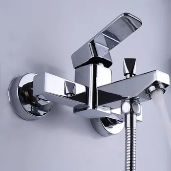 Transport gratuit Pătrat baie duș robinet cu dublu orificiu montat pe perete robinet de duș sau cadă de baie robinet mixer